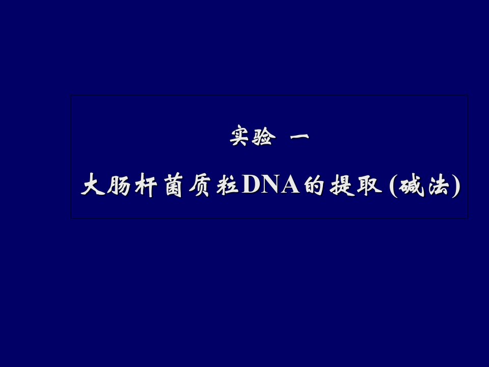 大肠杆菌质粒DNA的提取