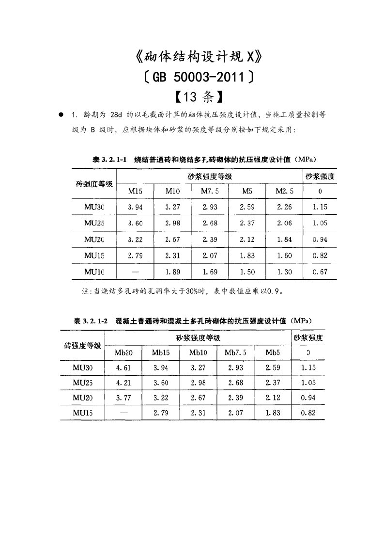 砌体结构设计要求规范gb50003-2018