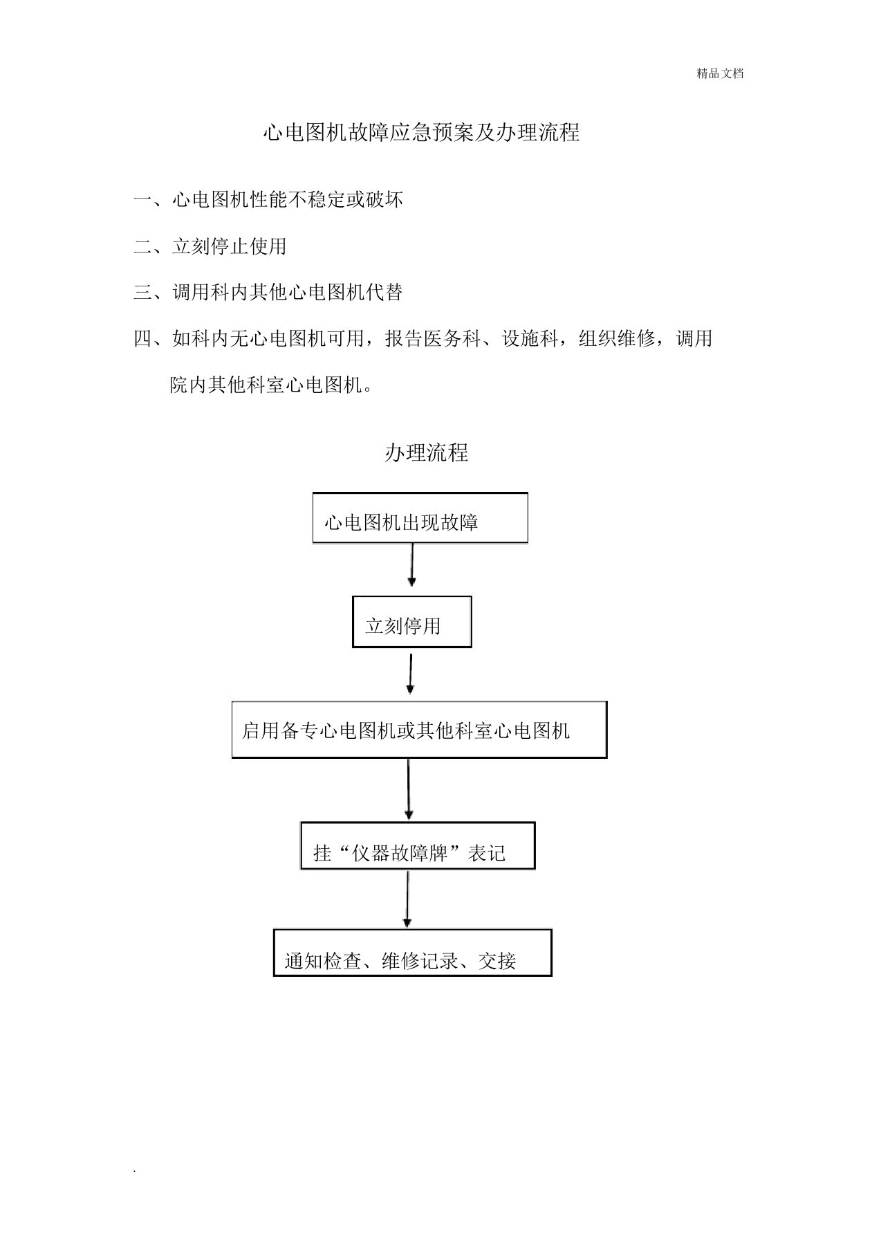 心电图机故障应急预案及处理流程