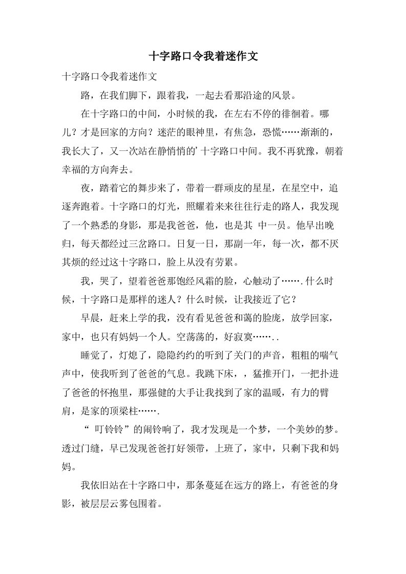 十字路口令我着迷作文