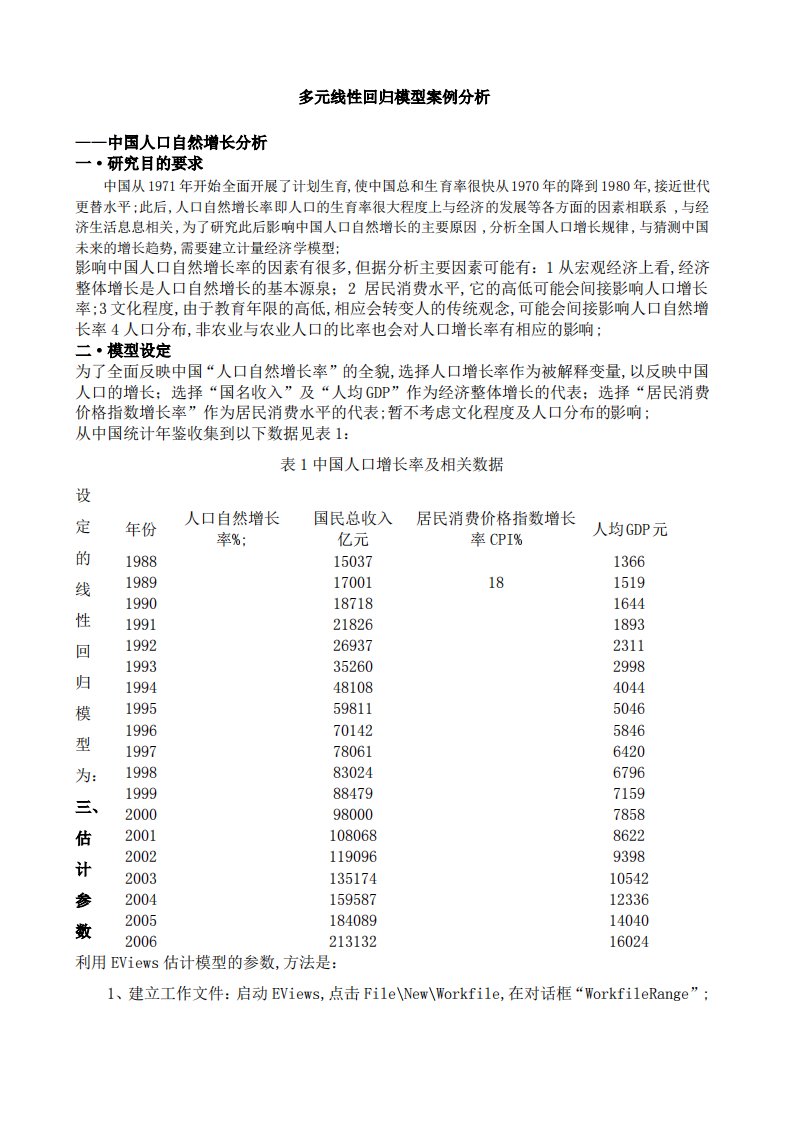 多元线性回归模型案例分析