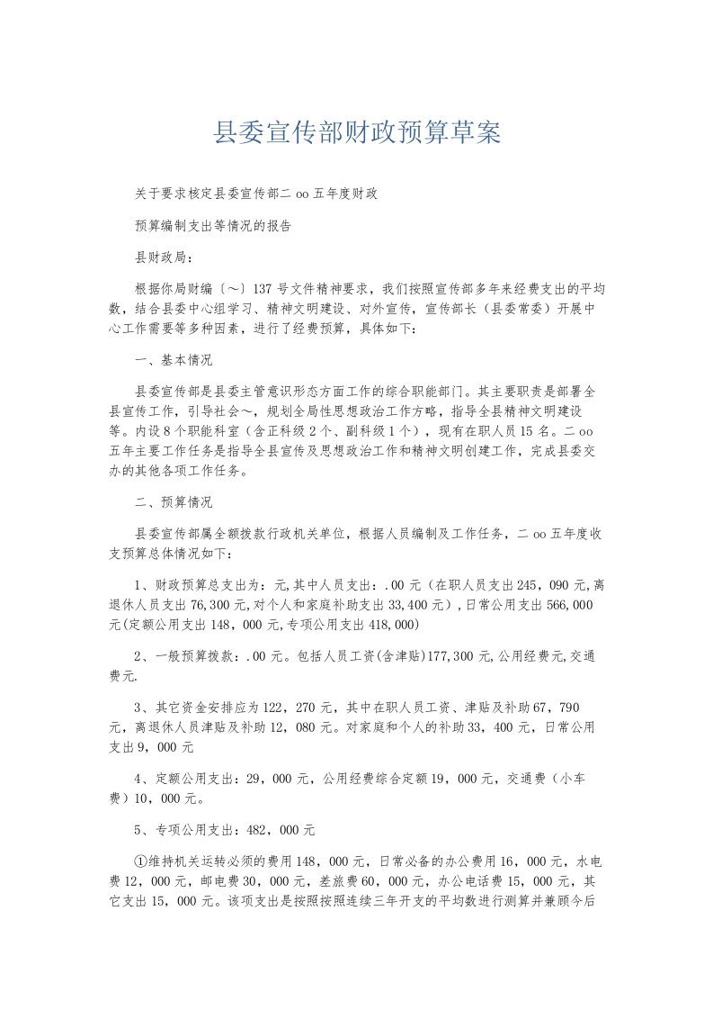 总结报告县委宣传部财政预算草案