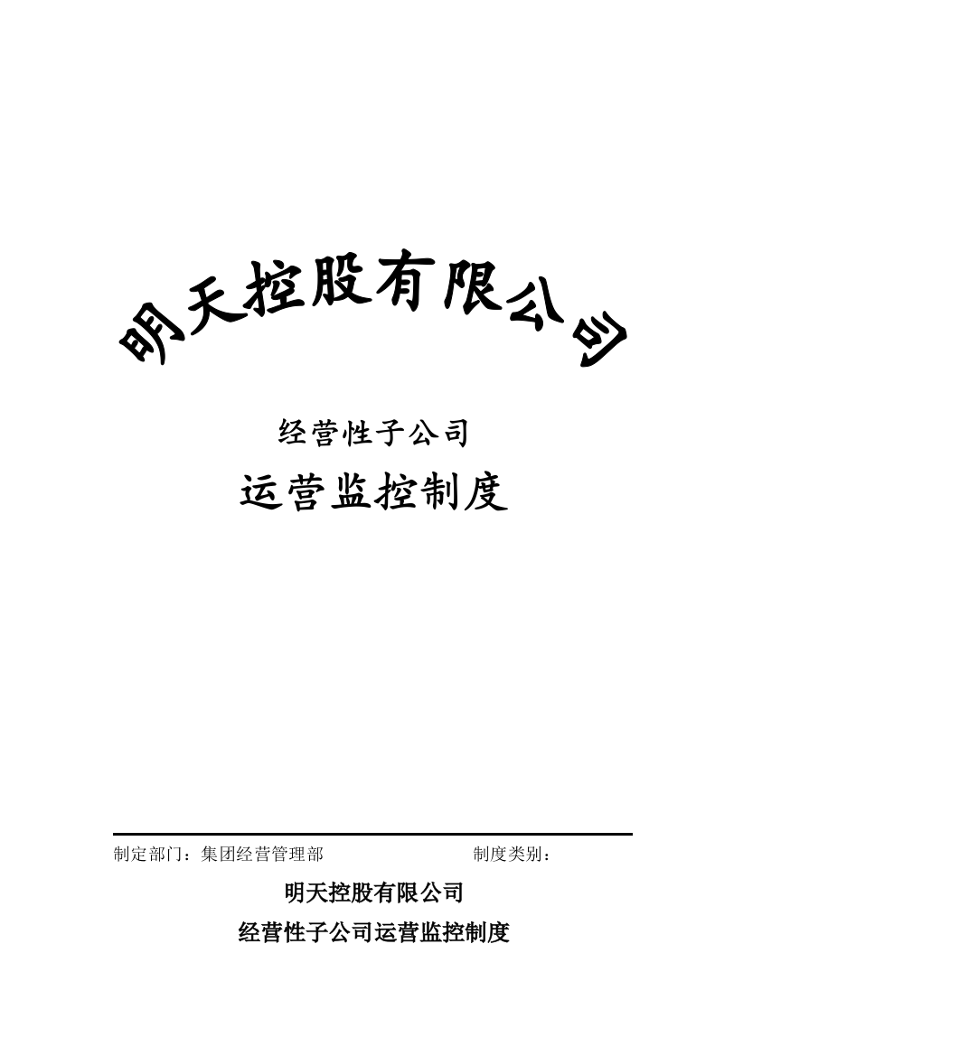 明天控股经营性子公司运营监控管理制度有用样本