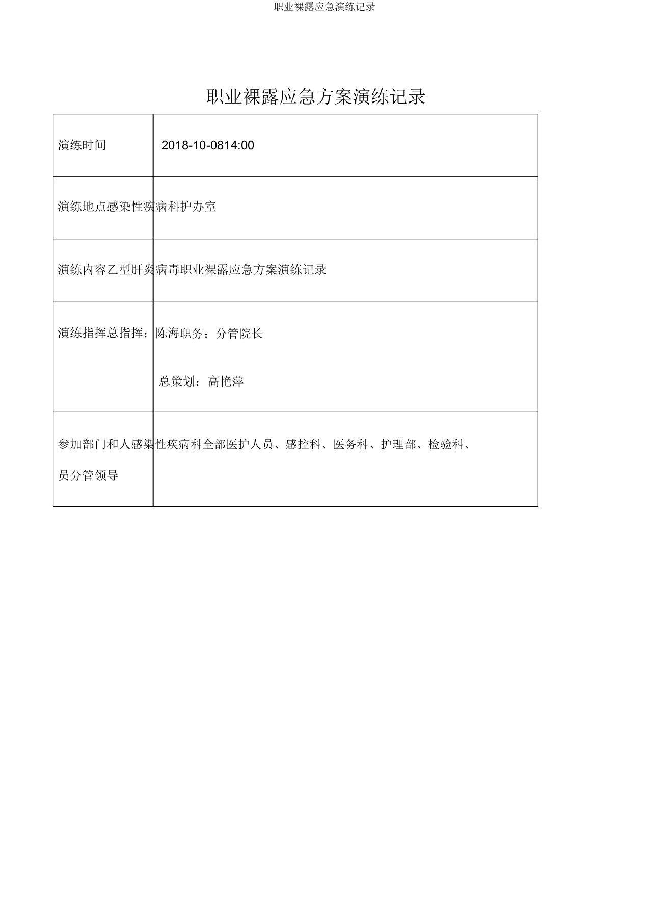 职业暴露应急演练记录