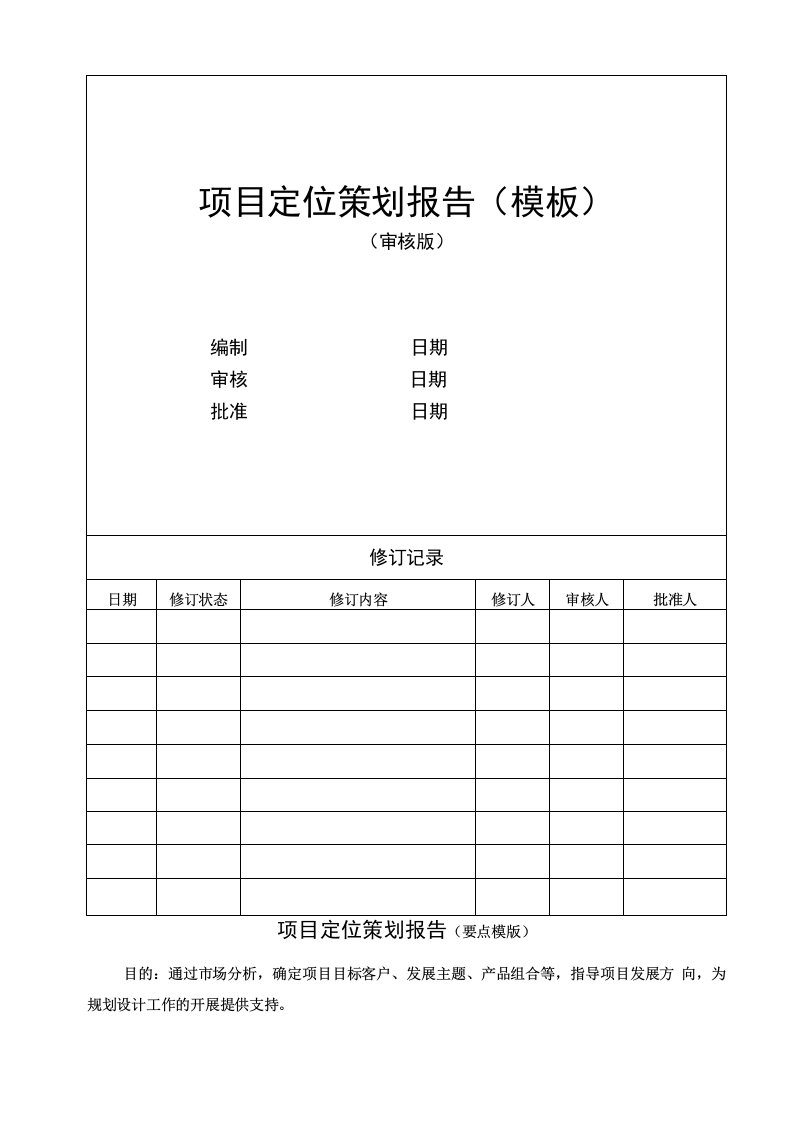 项目定位策划报告（模版）