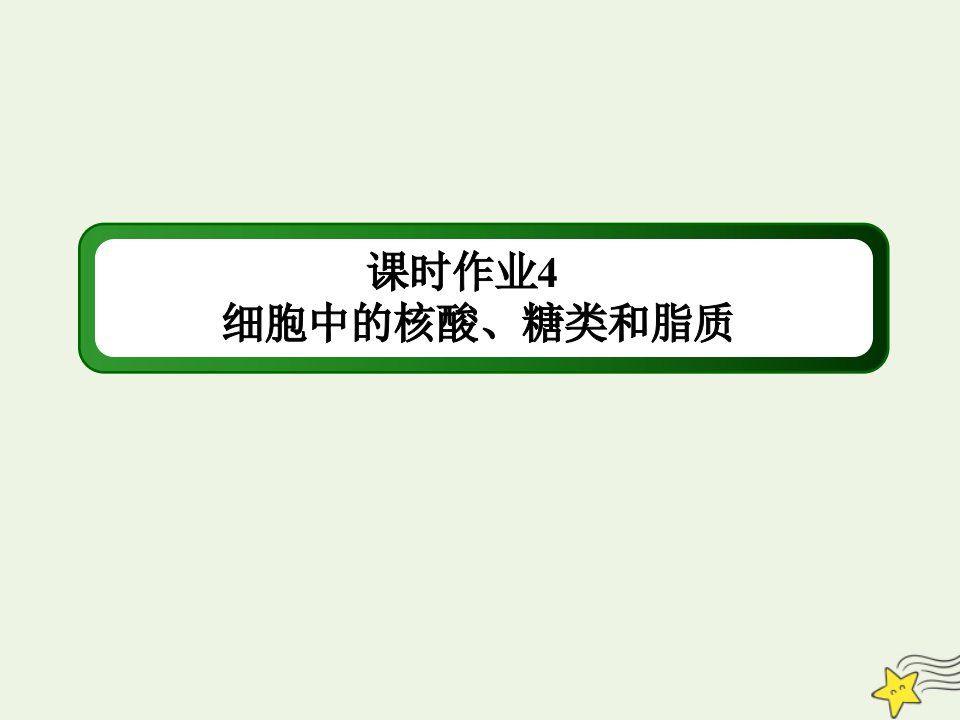 山东专用高考生物一轮复习第一单元走近细胞和组成细胞的分子第4讲细胞中的核酸糖类和脂质课时作业课件