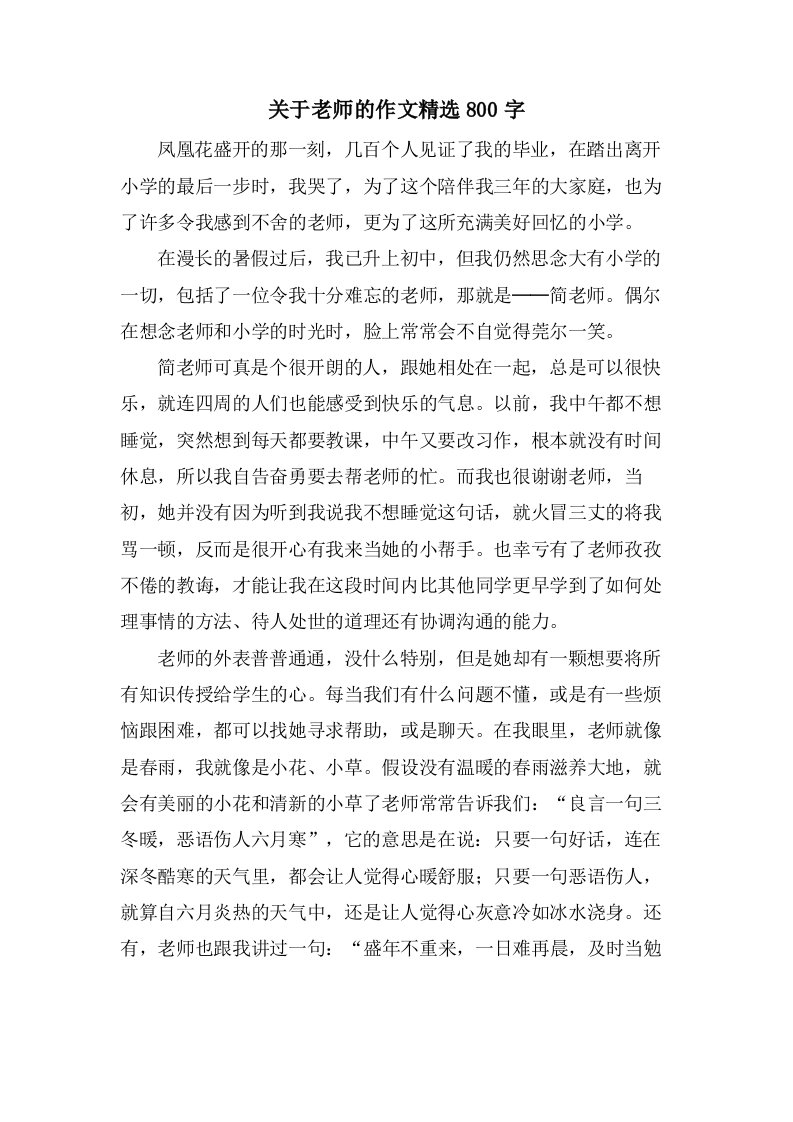 关于老师的作文800字