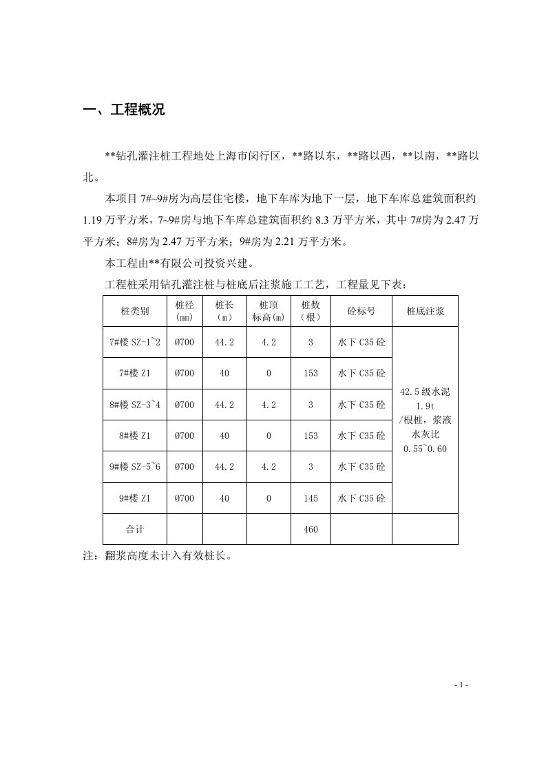 高层住宅楼钻孔灌注桩及后注浆施工方案