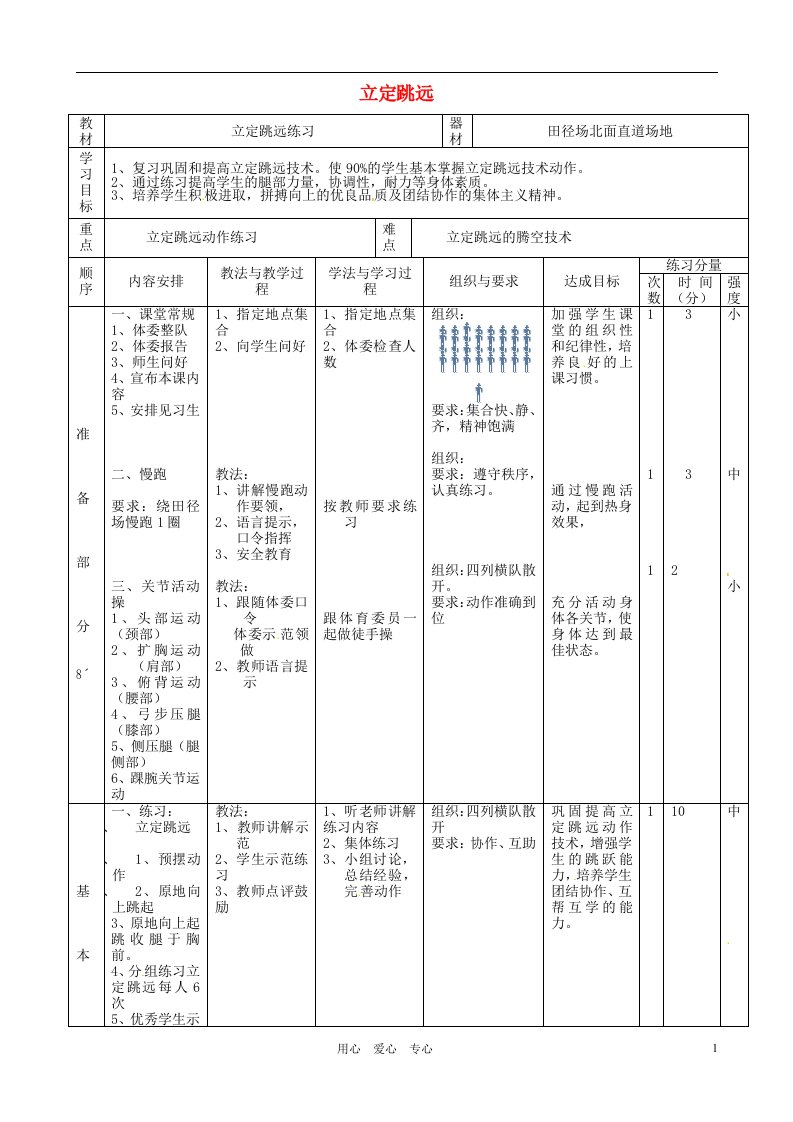 九年级体育《立定跳远》教案