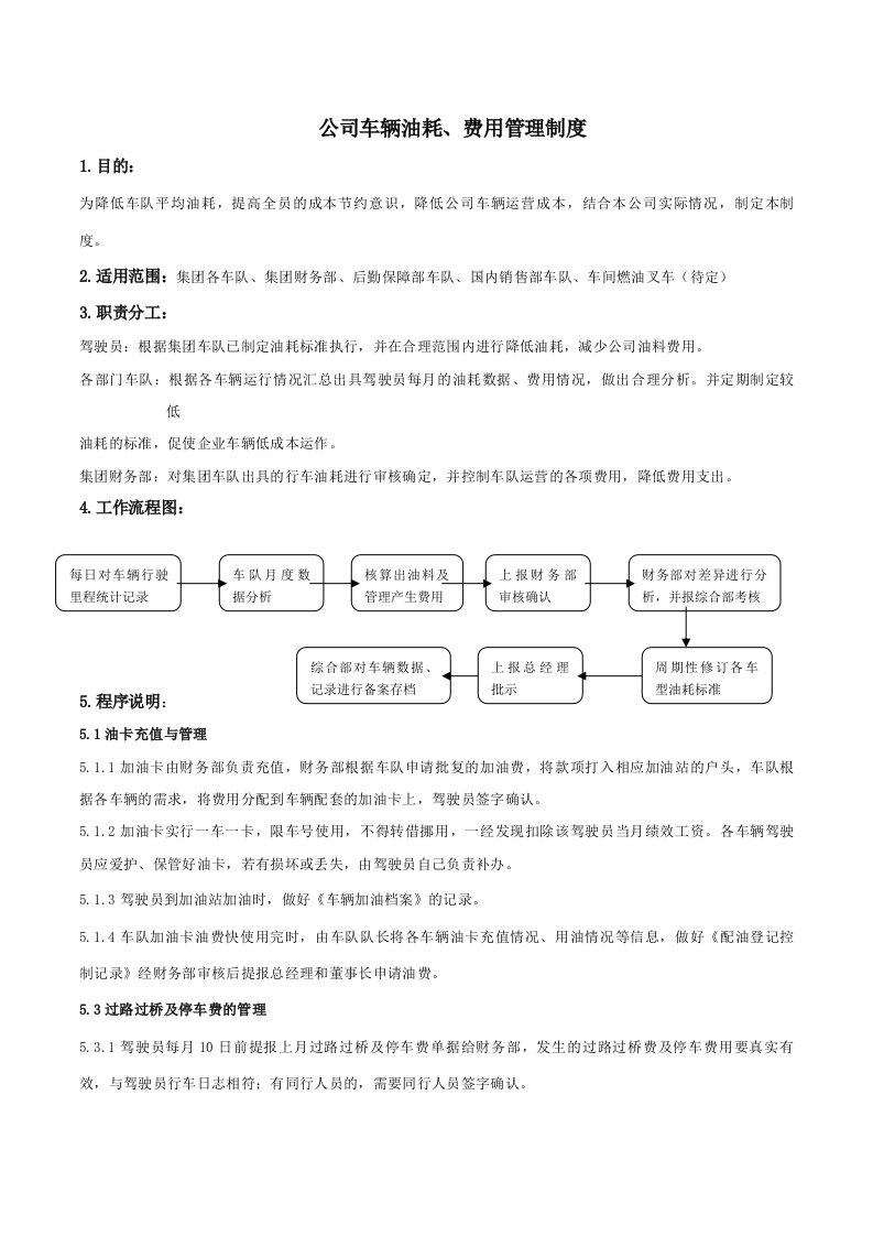 车辆油耗、费用管理制度(经典)