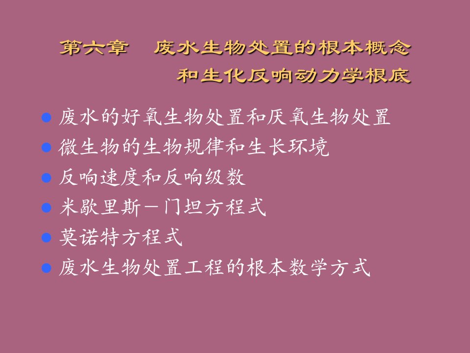 水污染控制工程_第六章_反应动力学方程ppt课件