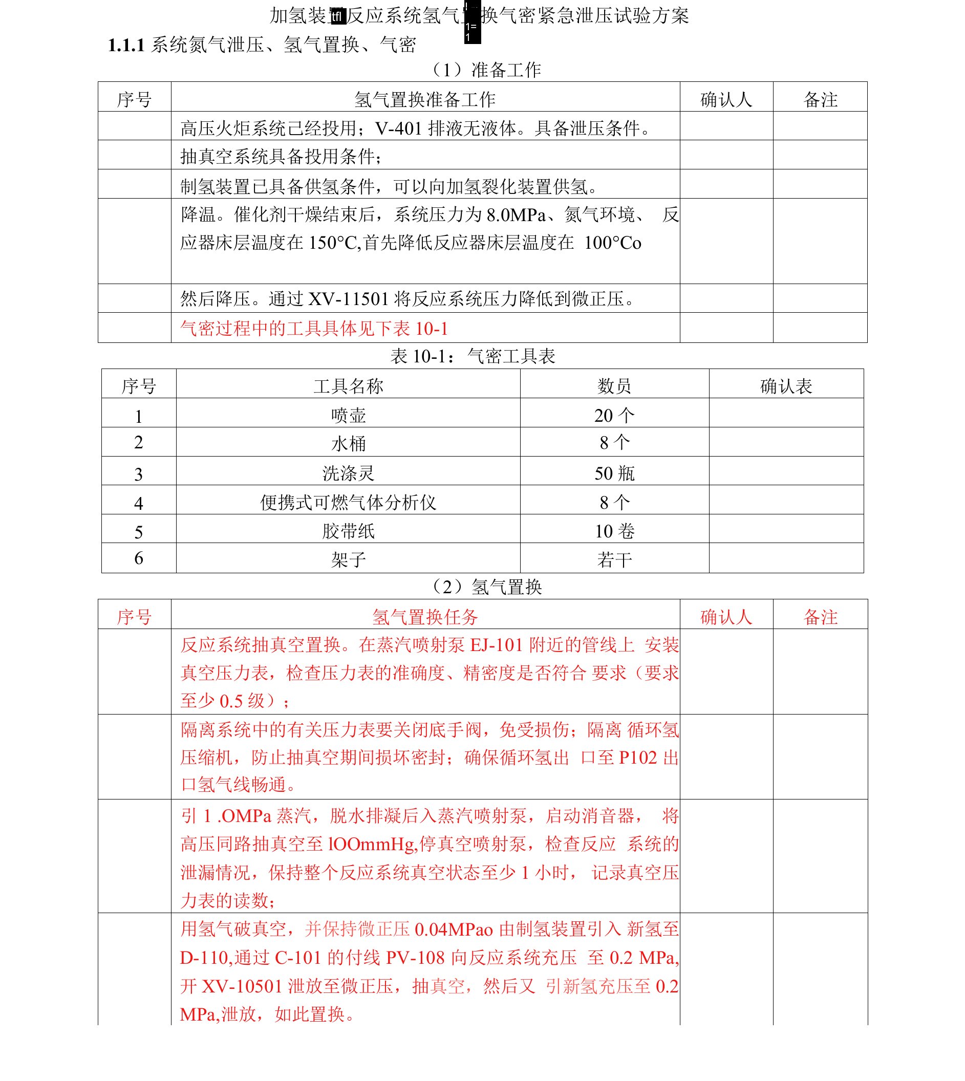 加氢装置反应系统氢气置换气密紧急泄压试验方案