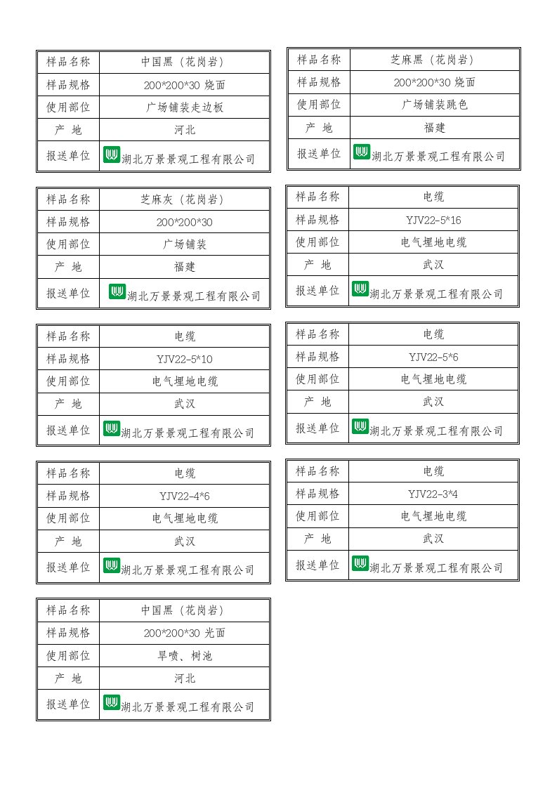 石材样品标签