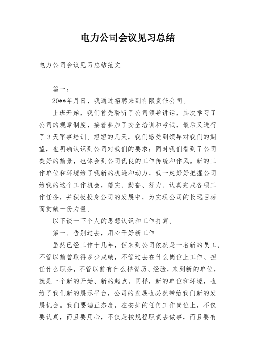 电力公司会议见习总结_1