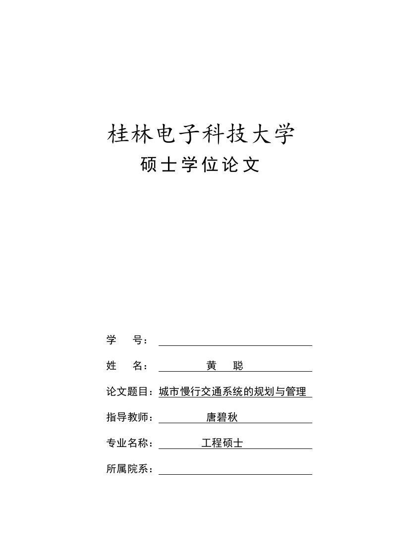 城市慢交通系统的规划与管理