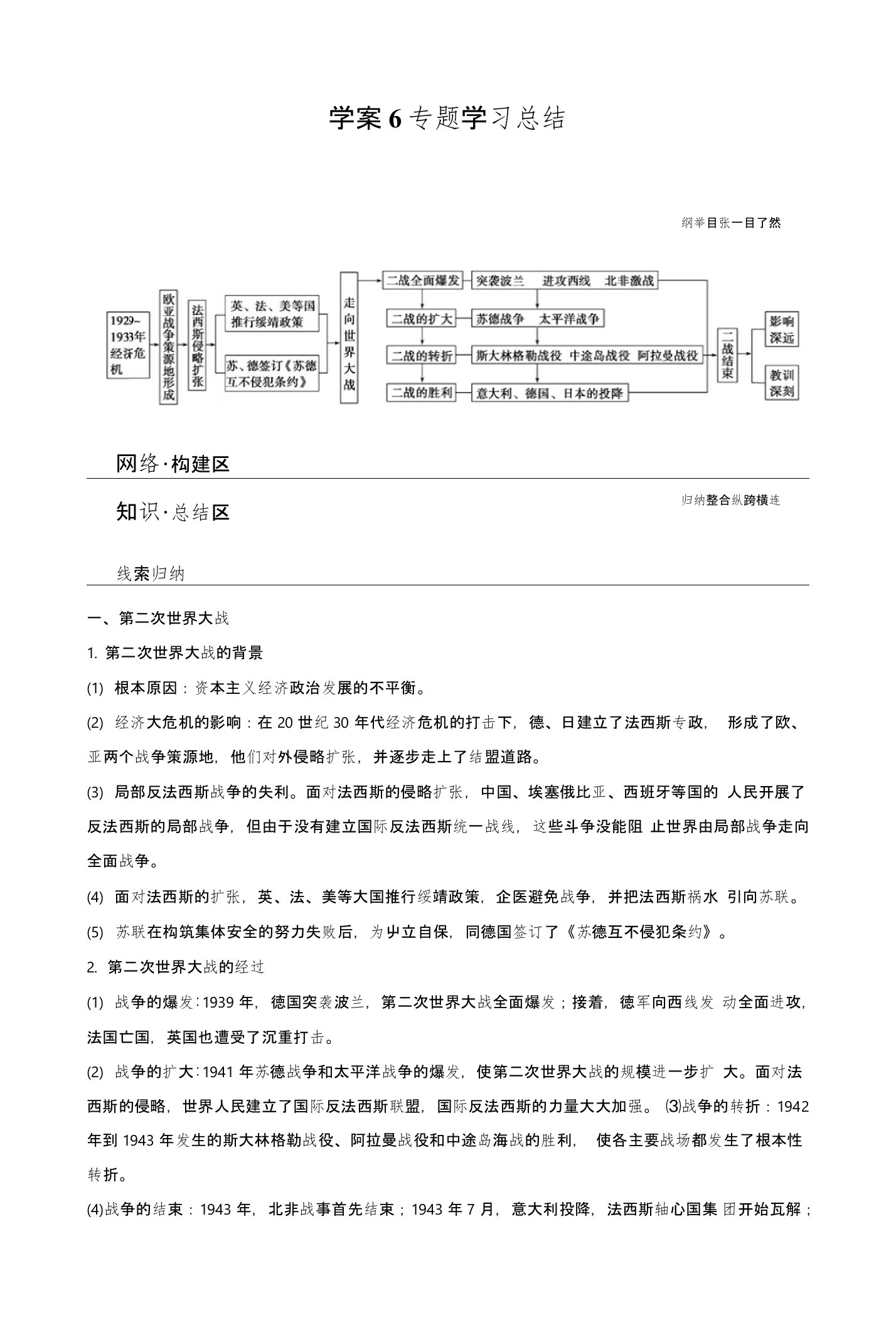 新步步高高二历史人民版选修3学案：专题三第二次世界大战含解析