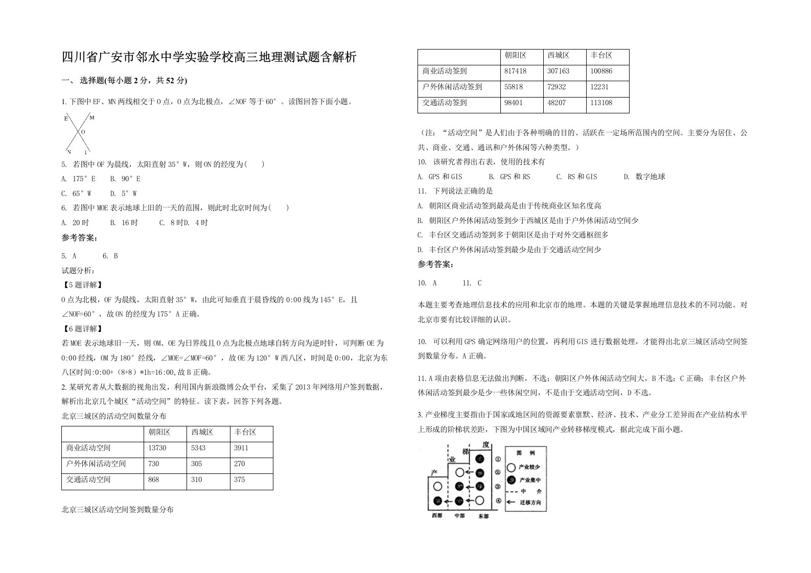 四川省广安市邻水中学实验学校高三地理测试题含解析