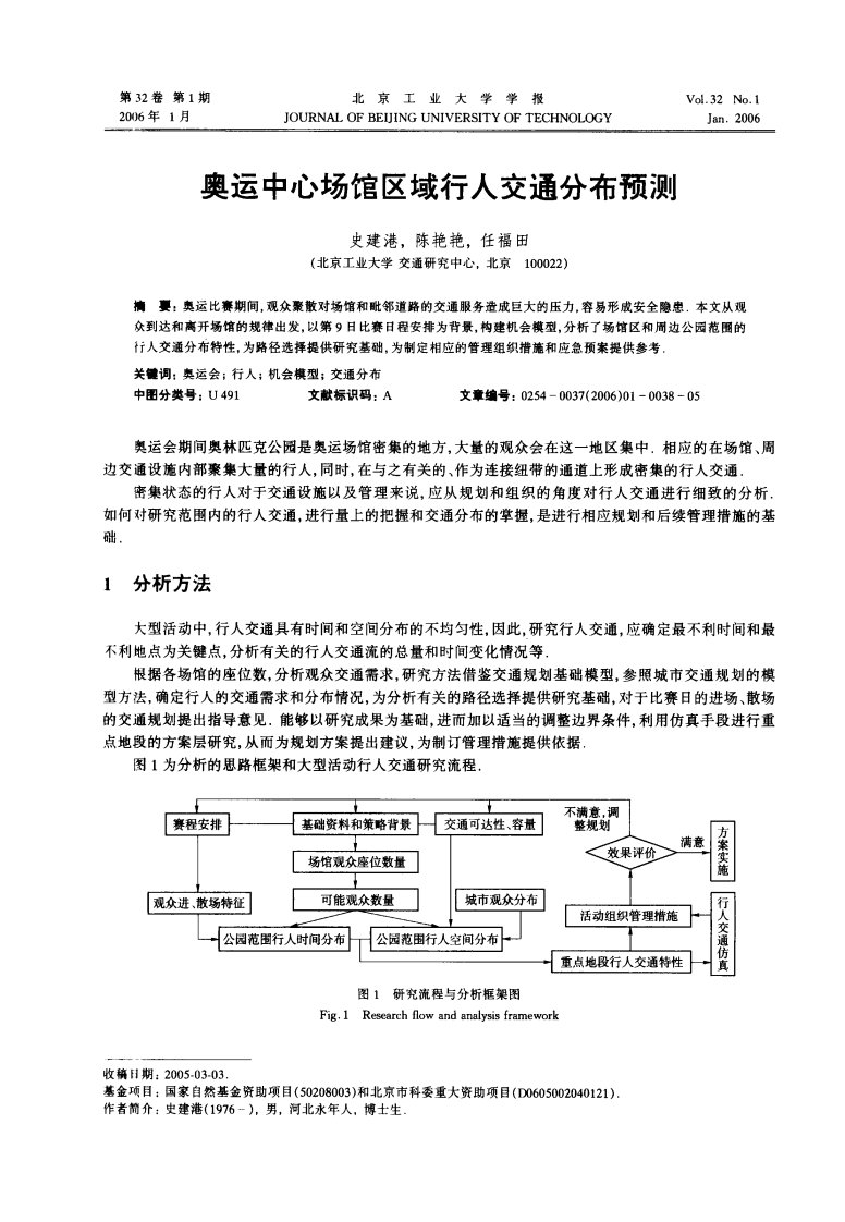 奥运中心场馆区域行人交通分布预测