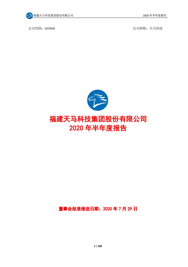 上交所-天马科技2020年半年度报告全文-20200729