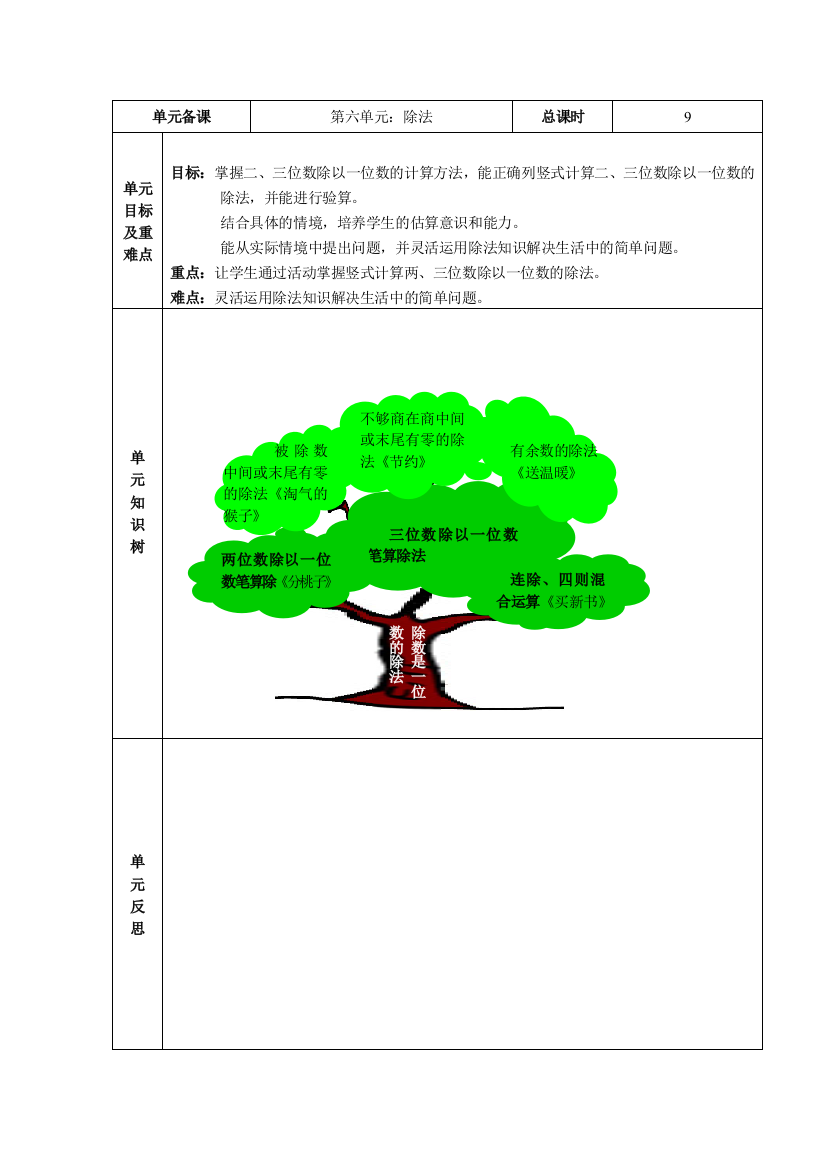 北师大版数学三年级上册第六单元导学案