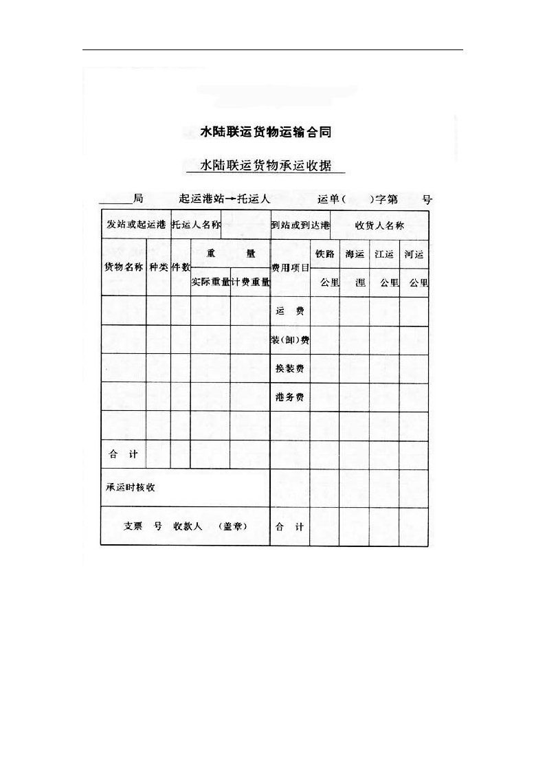 水路联运货物运输合同样本-合同协议