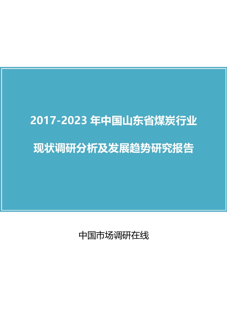 中国山东省煤炭行业调研分析报告