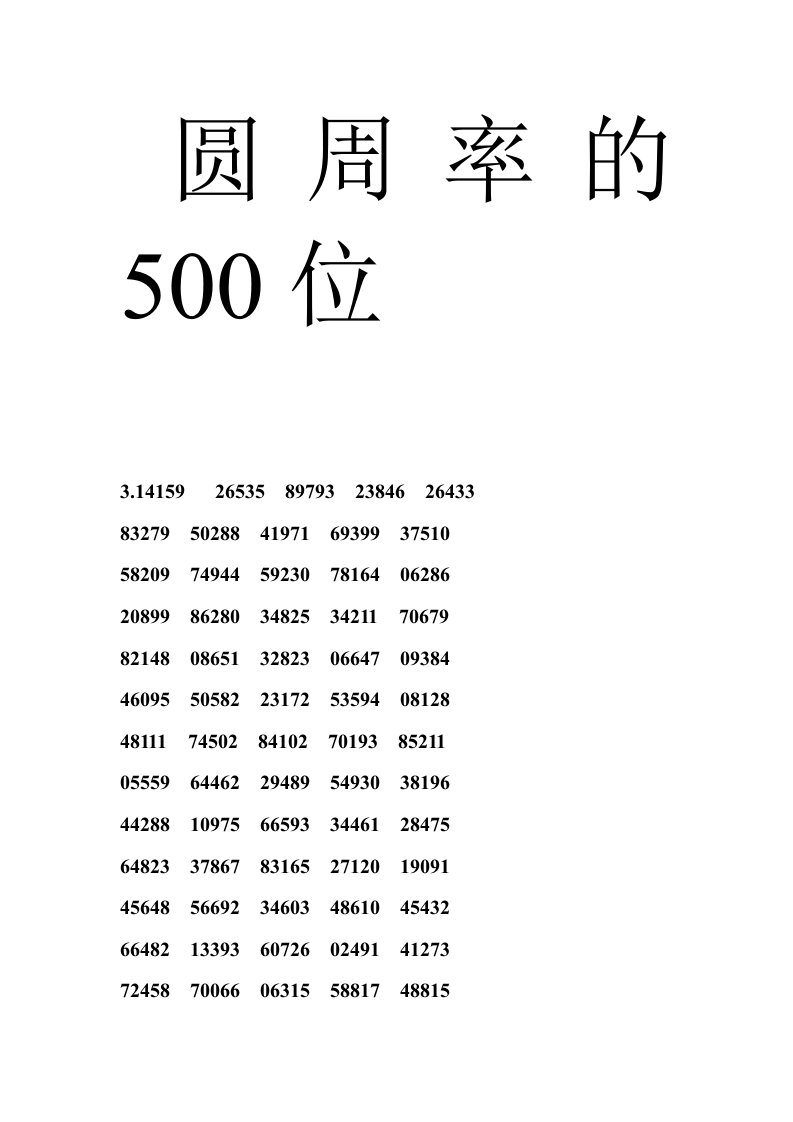 圆周率的500位