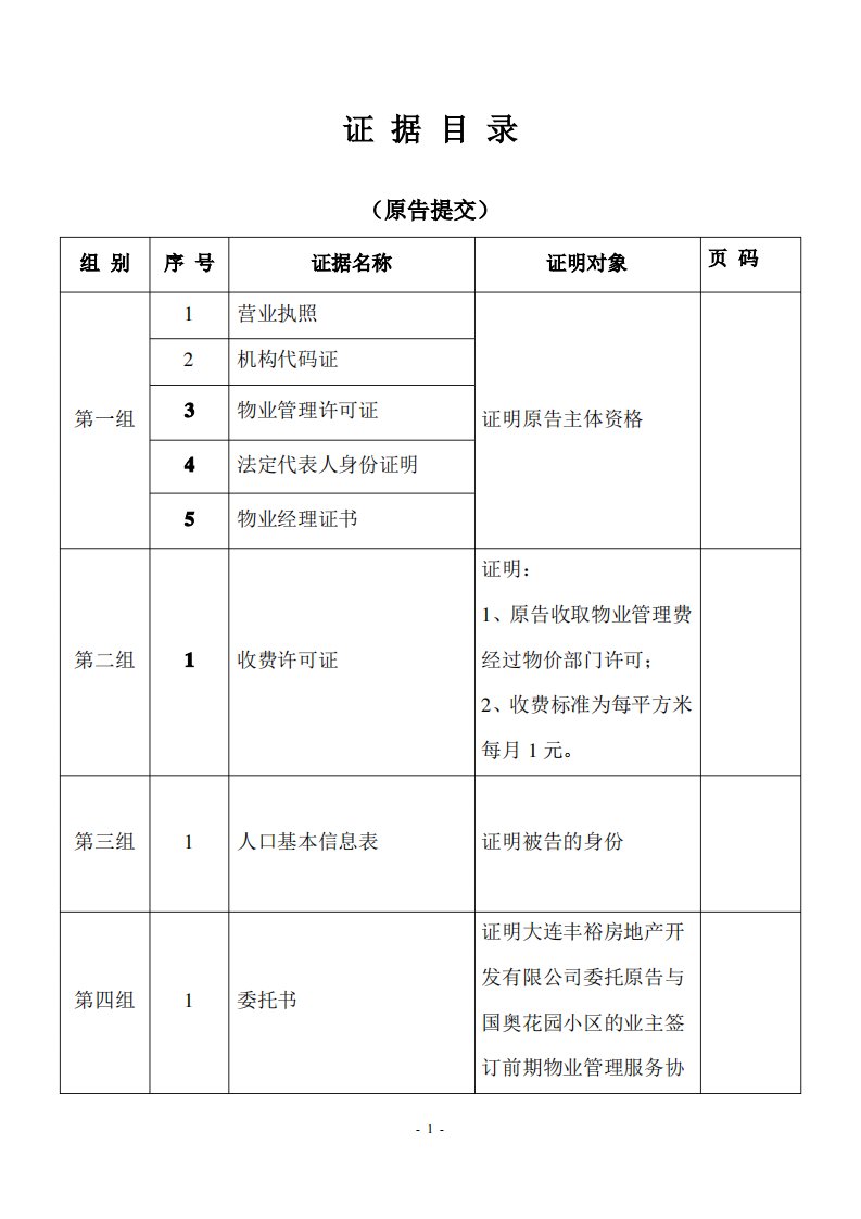 证据目录律师推荐