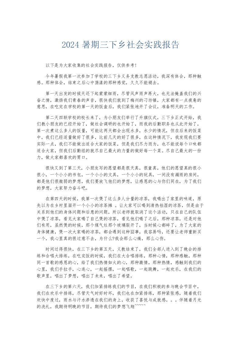 总结报告2024暑期三下乡社会实践报告002