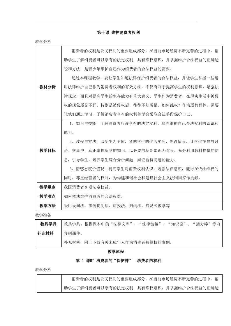 2017秋人民版道德与法治八上10.1《消费者的“保护神”