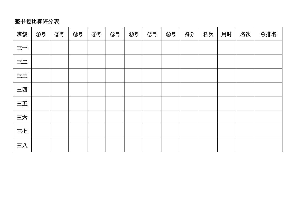 整书包比赛评分表