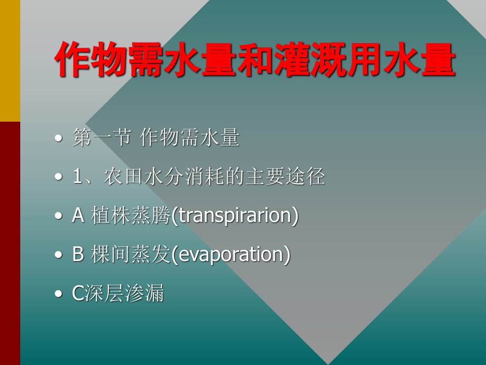 作物需水量和灌溉用水量