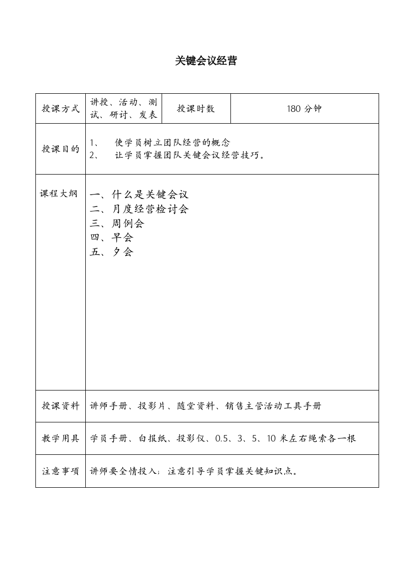 关键会议讲师手册