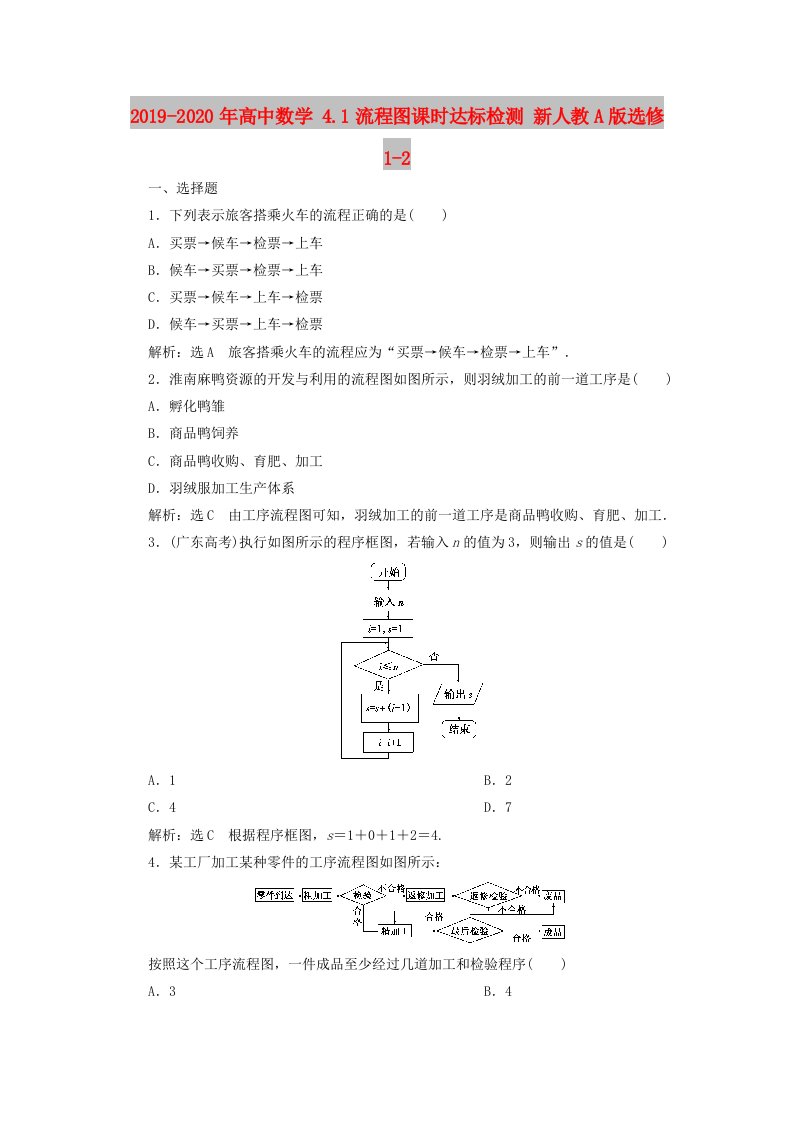 2019-2020年高中数学