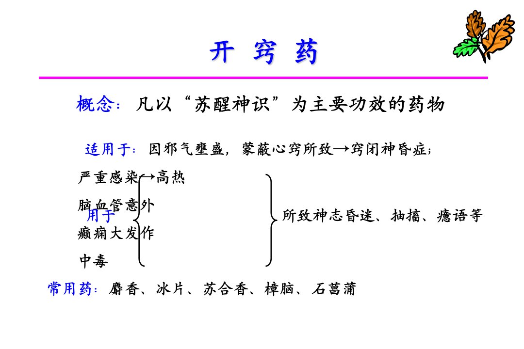 药药理学开窍药