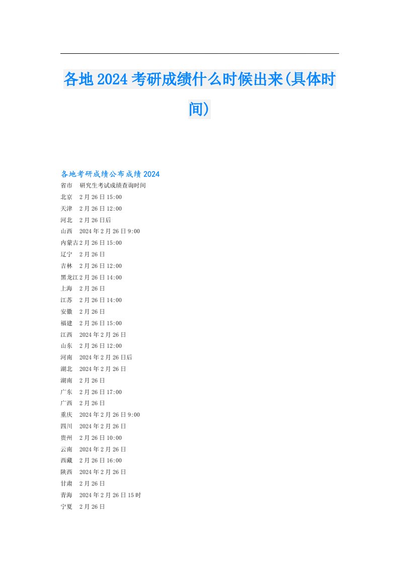 各地2024考研成绩什么时候出来(具体时间)