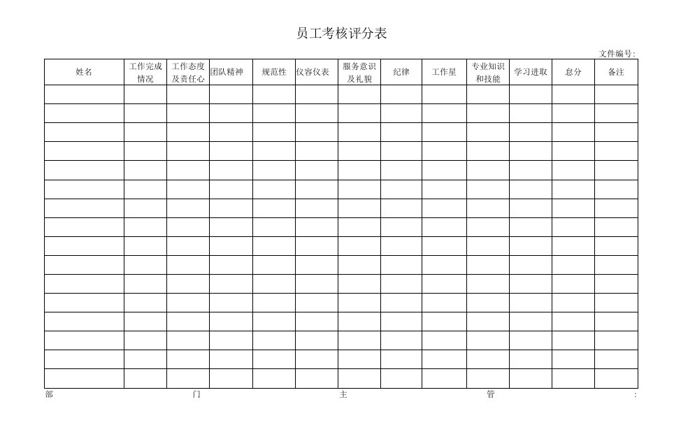 员工考核评分表