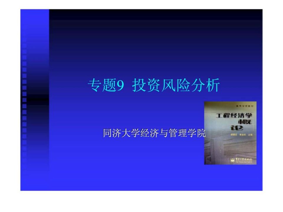 工程经济学概论专题9投资风险分析同济大学