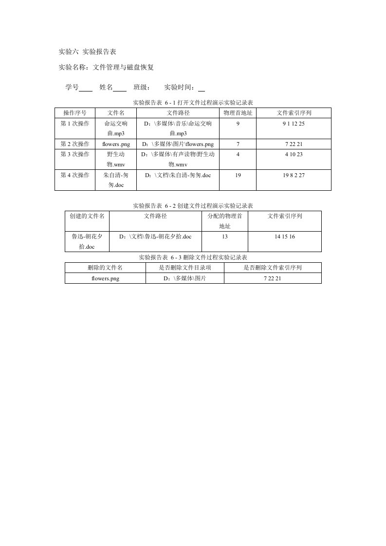 实验六文件管理与磁盘恢复