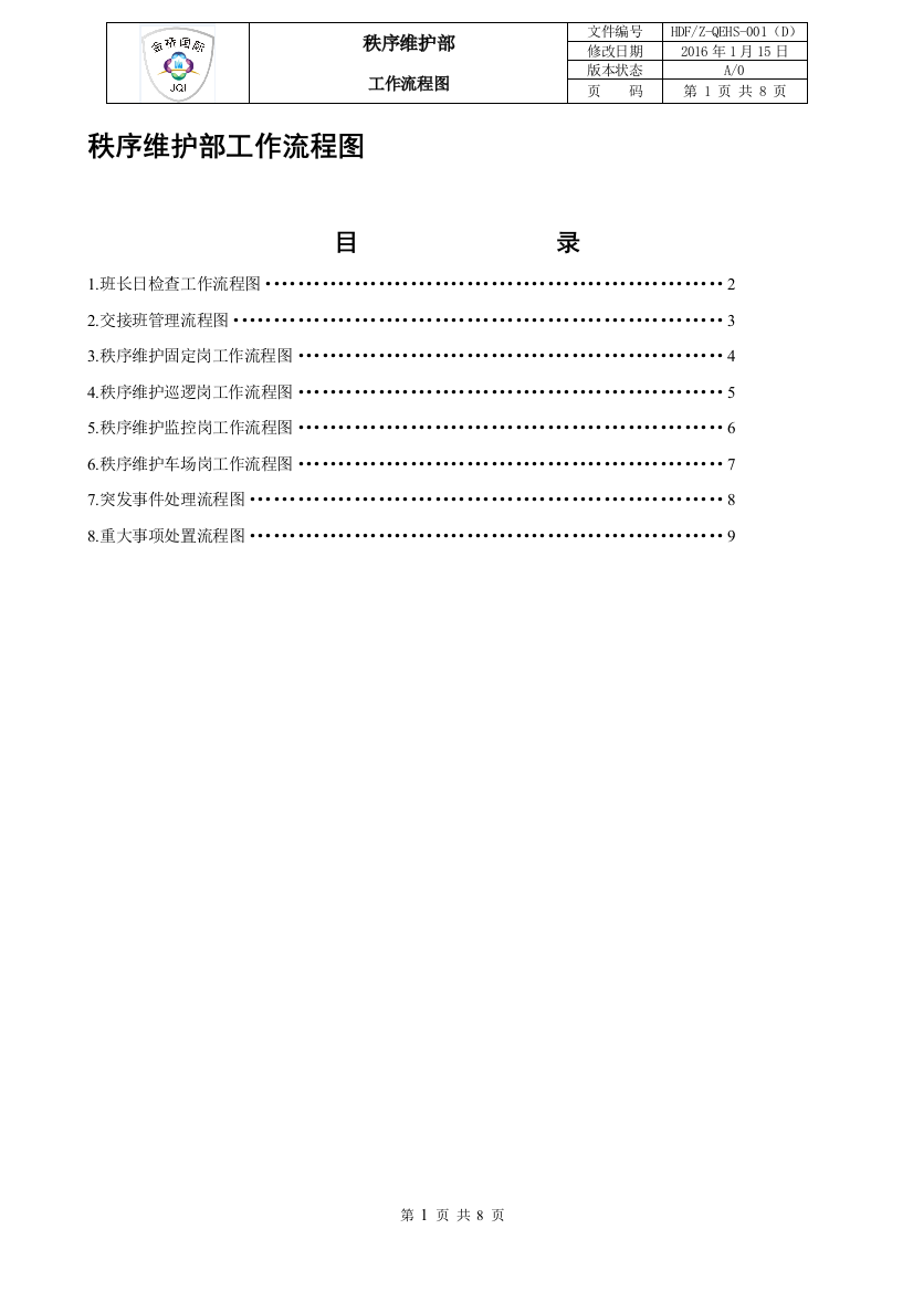 秩序维护部工作流程图