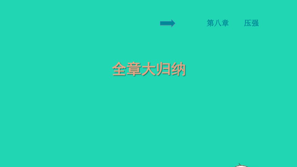 安徽专版八年级物理全册第八章压强全章大归纳背记手册课件新版沪科版