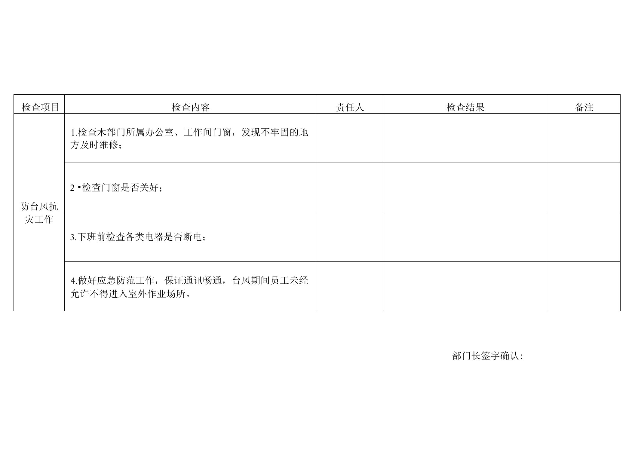 防台风工作检查表