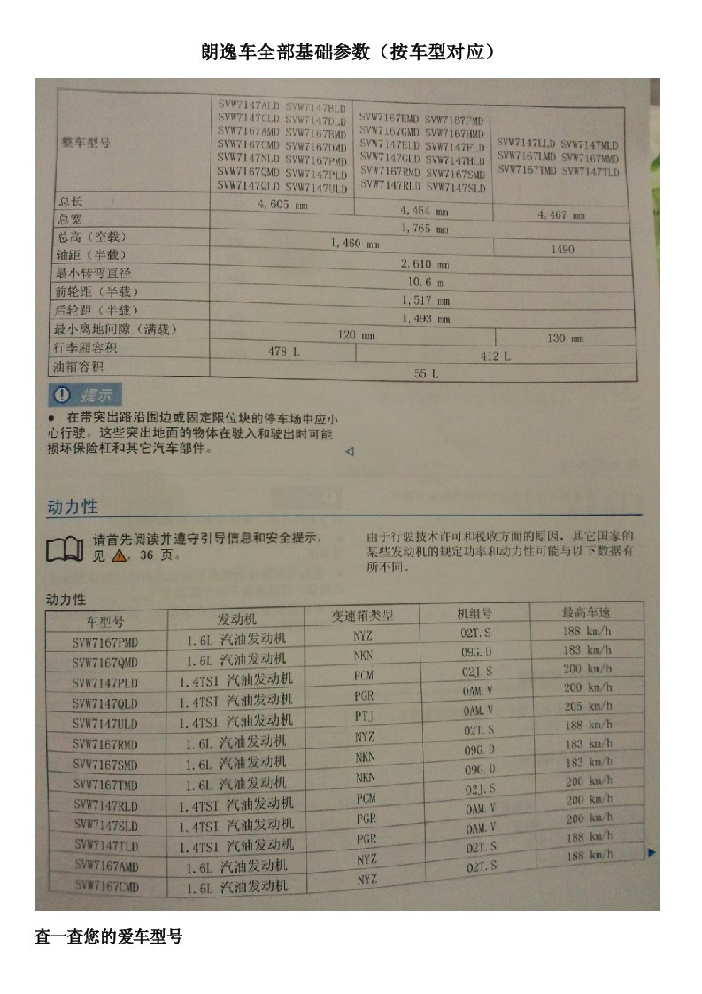 朗逸车全部基础参数以及EA211和EA111发动机的保养