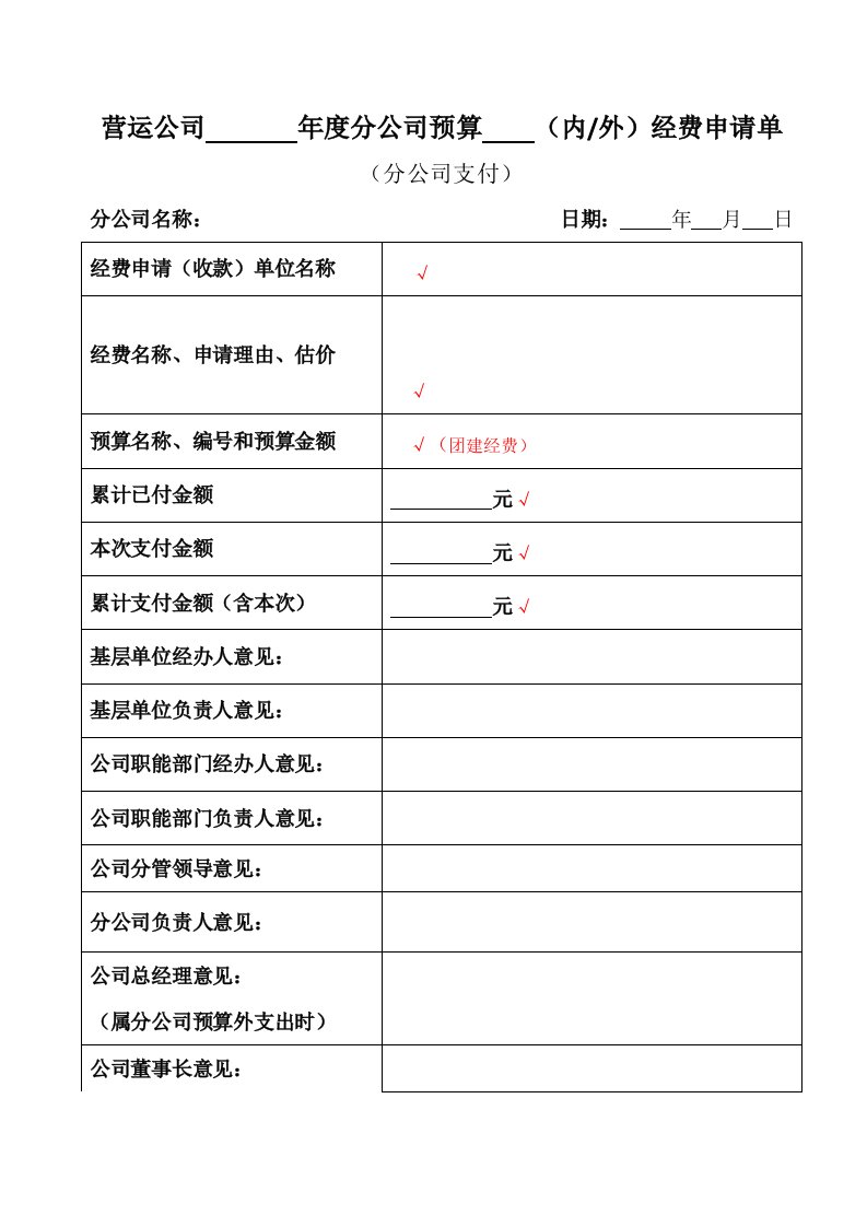 精品文档-团建经费申请单