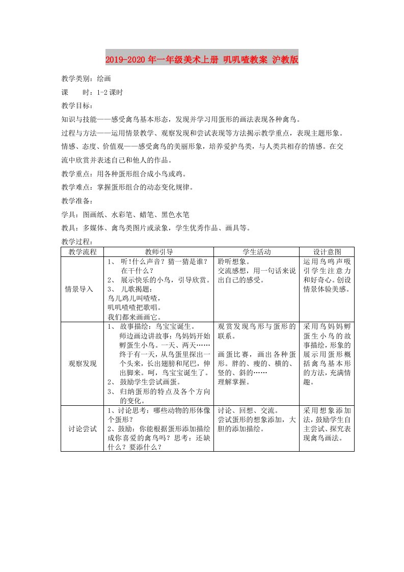 2019-2020年一年级美术上册