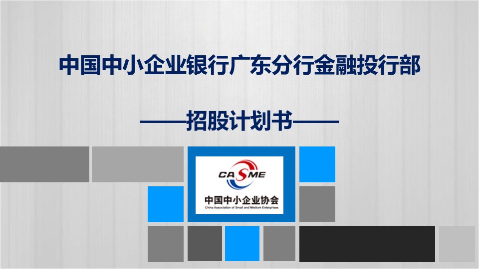 中国中小企业银行广东分行金融投资部招股计划书131207