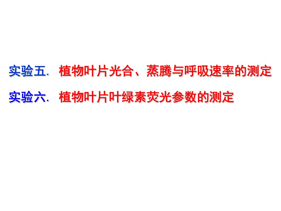 植物生理学实验-光合、呼吸速率、荧光参数测定2009