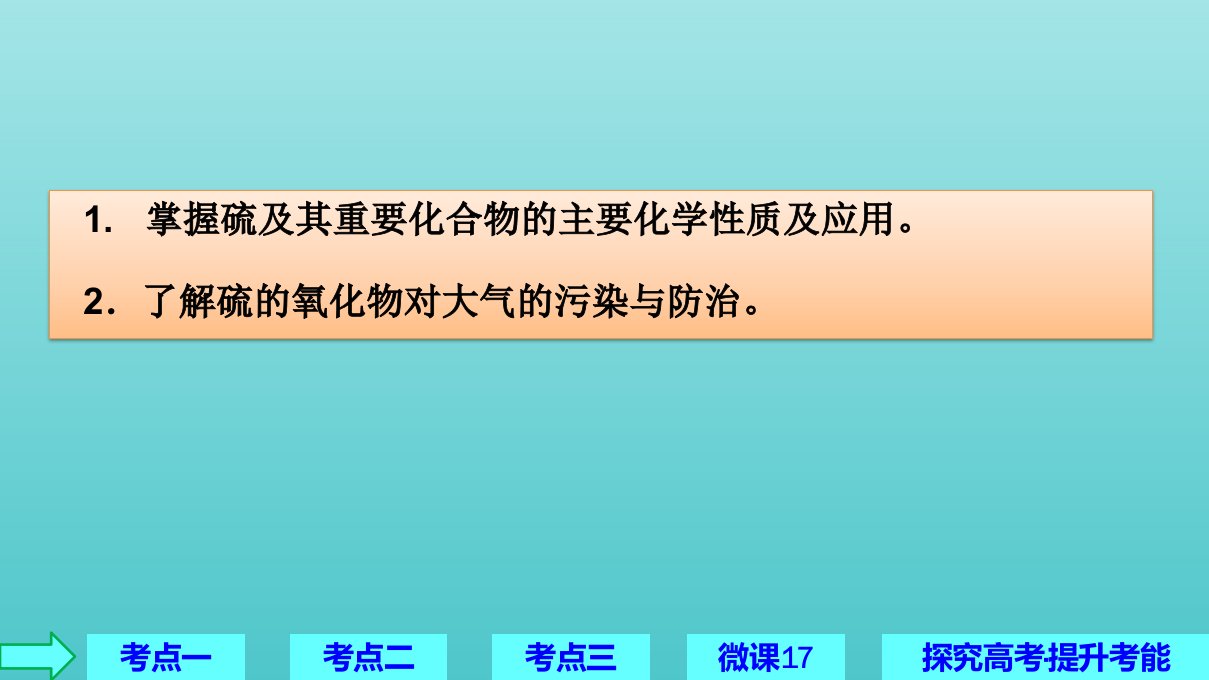 高考化学一轮复习第4章非金属及其化合物第16讲硫及其化合物课件新人教版