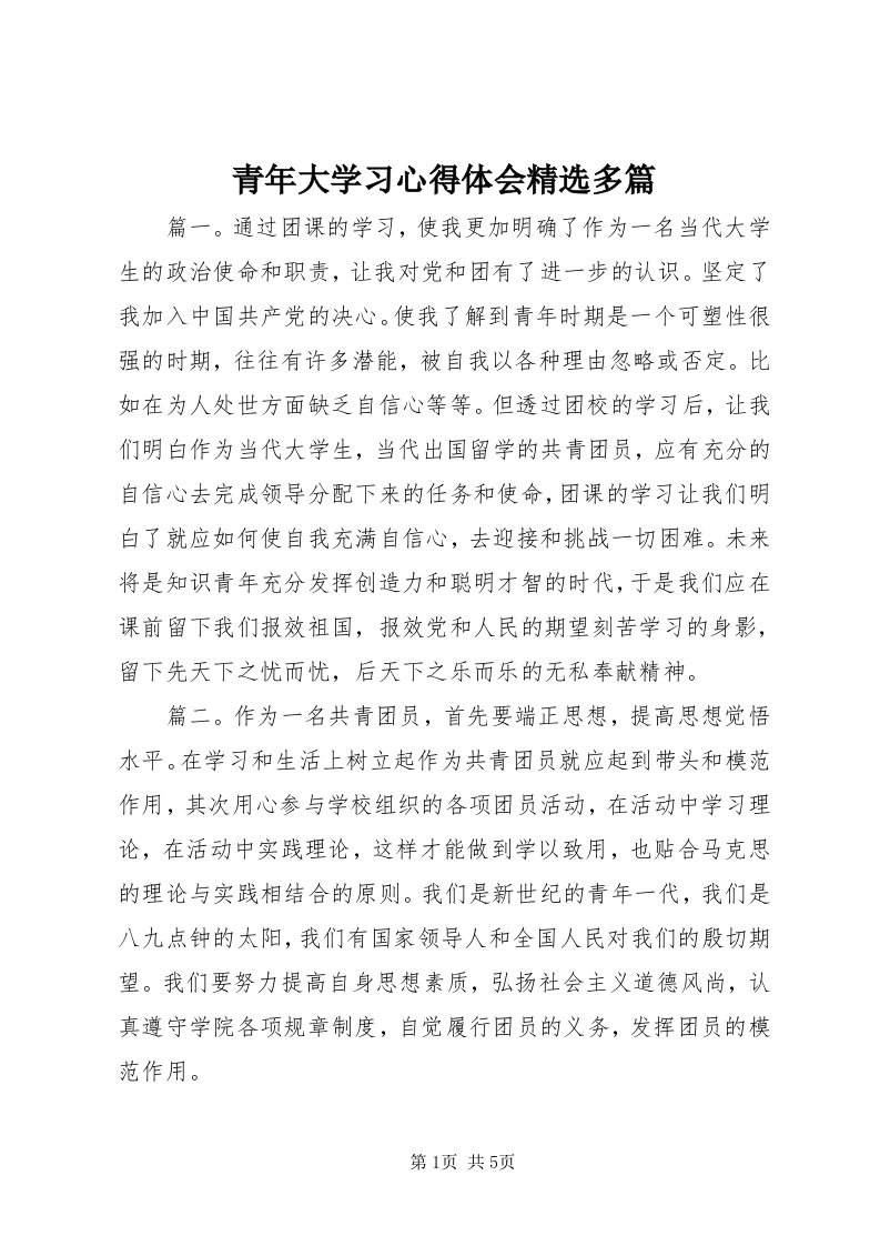 5青年大学习心得体会精选多篇