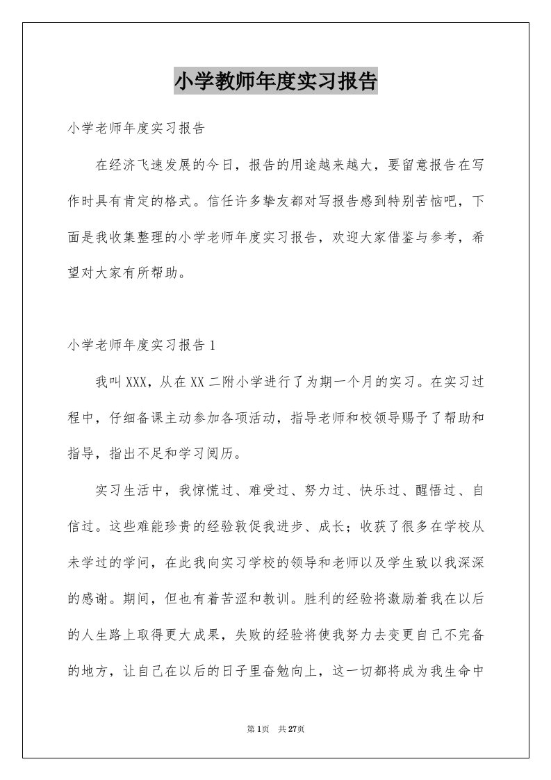 小学教师年度实习报告例文